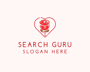 Rose Heart Flower  logo design