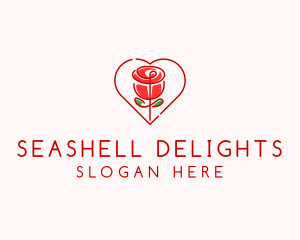 Rose Heart Flower  logo design