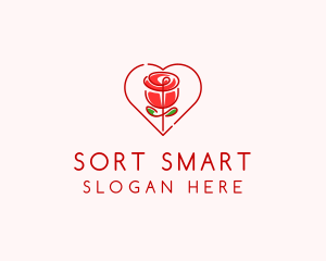 Rose Heart Flower  logo design