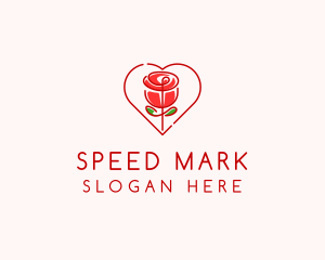 Rose Heart Flower  logo design