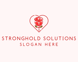 Rose Heart Flower  logo design