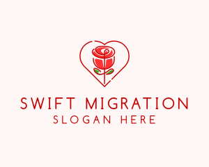 Rose Heart Flower  logo design