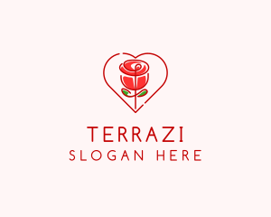 Rose Heart Flower  logo design