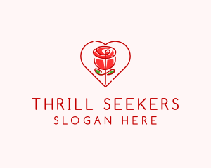 Rose Heart Flower  logo design