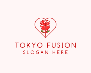 Rose Heart Flower  logo design