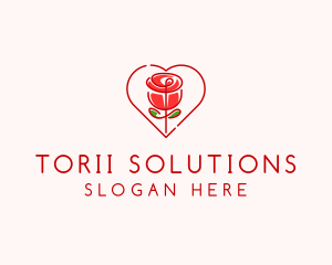 Rose Heart Flower  logo design