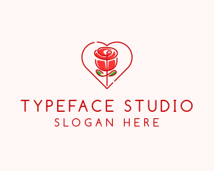 Rose Heart Flower  logo design