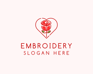 Rose Heart Flower  logo design