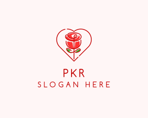 Rose Heart Flower  logo design