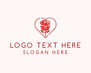 Dating - Rose Heart Flower logo design