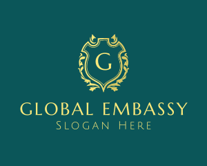 Embassy - Ornate Floral Shield logo design