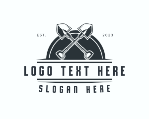 Landscape - Shovel Gardening Emblem logo design