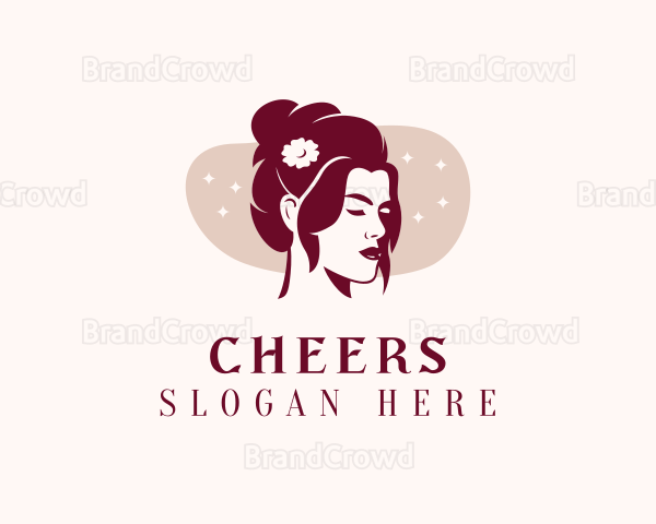 Flower Hair Bun Woman Logo