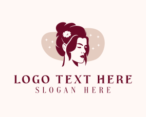 Sparkles - Flower Hair Bun Woman logo design