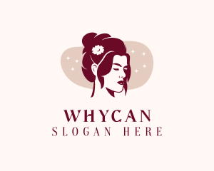 Flower Hair Bun Woman Logo