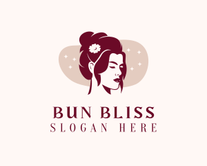 Bun - Flower Hair Bun Woman logo design