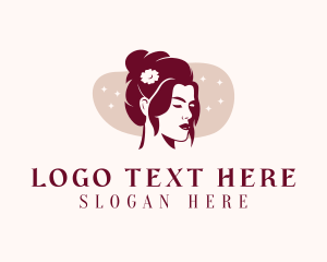 Hairstyle - Flower Hair Bun Woman logo design