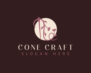 Floral Needle Vine logo design