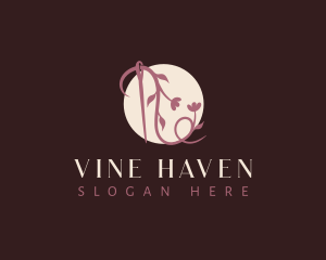 Floral Needle Vine logo design