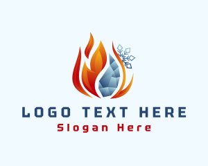 Heating - Snowflake Frozen Flame logo design