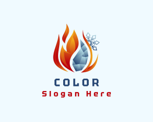 Cold - Snowflake Frozen Flame logo design