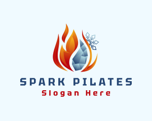 Thermal - Snowflake Frozen Flame logo design