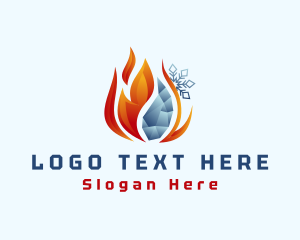 Heating And Cooling - Snowflake Frozen Flame logo design