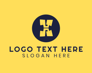 Round - Yellow Letter H logo design