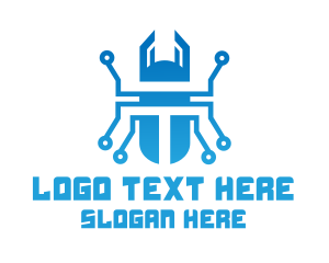 Blue Robot - Blue Tech Beetle logo design