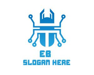 Virus - Blue Tech Beetle logo design