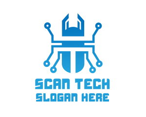 Blue Tech Beetle logo design