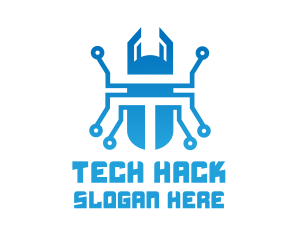 Blue Tech Beetle logo design