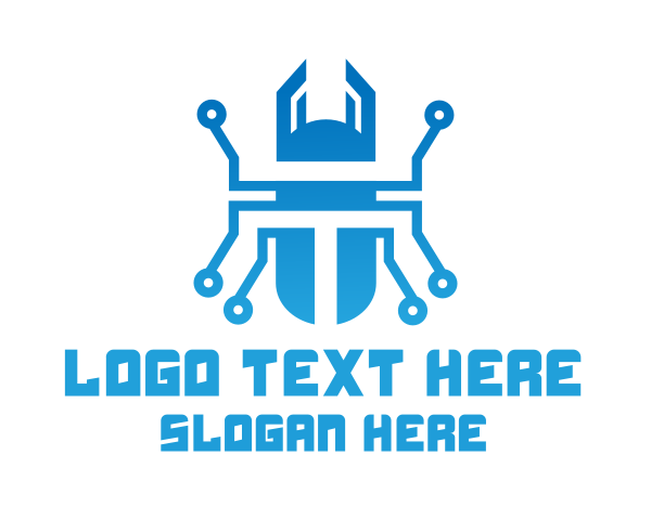 Insect - Blue Tech Beetle logo design