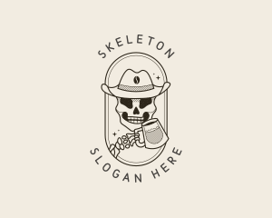Skeleton Skull Drink logo design