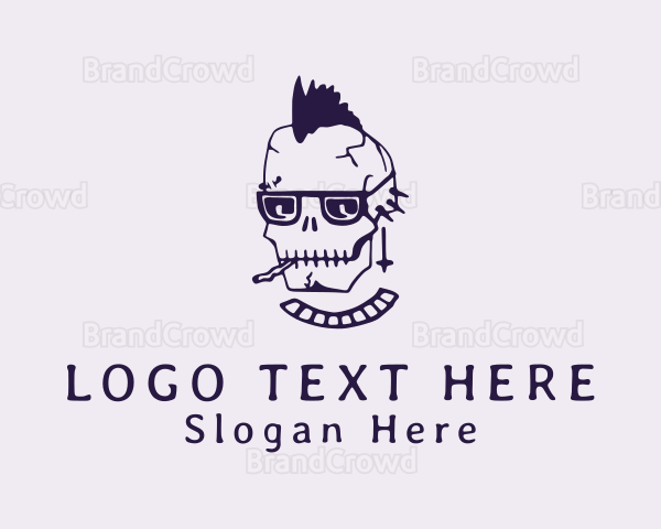 Smoking Mohawk Skull Logo