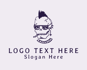 Scary - Smoking Mohawk Skull logo design