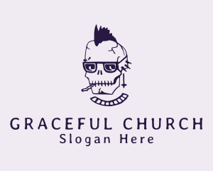 Skate Shop - Smoking Mohawk Skull logo design