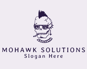 Mohawk - Smoking Mohawk Skull logo design