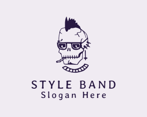 Smoking Mohawk Skull logo design