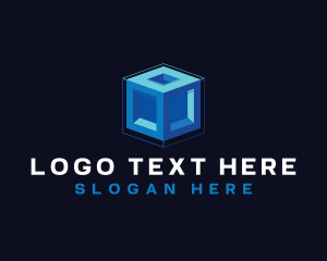 Telecommunication - Digital Technology Cube logo design