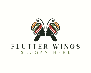 African Woman Butterfly logo design