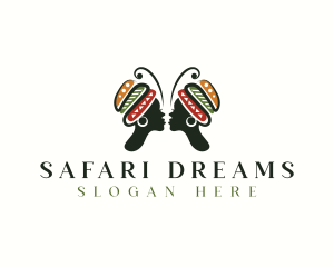 African Woman Butterfly logo design