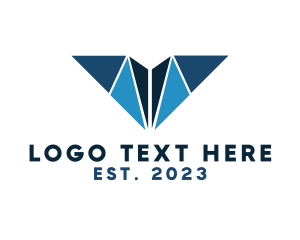 Aeronautics - Blue Geometric V logo design