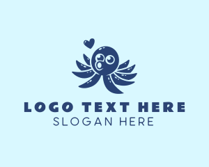 Cartoon - Cute Octopus Heart logo design