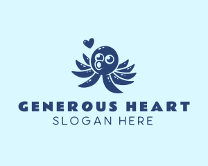 Cute Octopus Heart  logo design