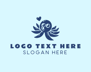 Veterinary - Cute Octopus Heart logo design