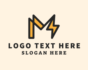 Charger - Electrical Bolt Letter M logo design