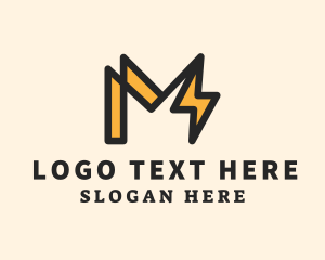 Letter M - Electrical Bolt Letter M logo design