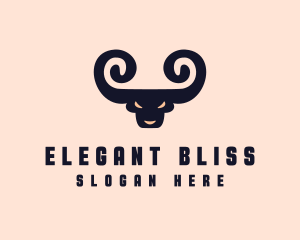 Cattle - Spiral Horn Bull logo design