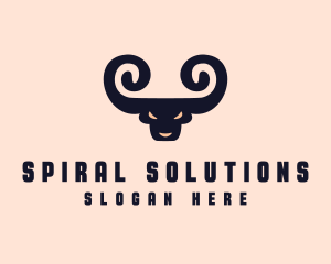 Spiral Horn Bull logo design